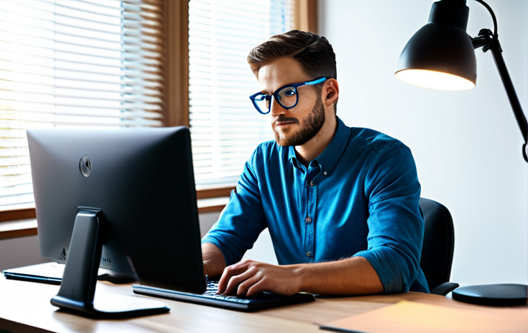 A Person Working Comfortably**

"A person in a brightly lit, modern workspace, fully clothed and wearing stylish, blue-light-blocking glasses, focused on a computer screen. The room has ample natural light and an adjustable task lamp. The scene promotes eye health and well-being. safe for work, appropriate content, professional, perfect anatomy, correct proportions, well-formed hands, modest clothing."

**