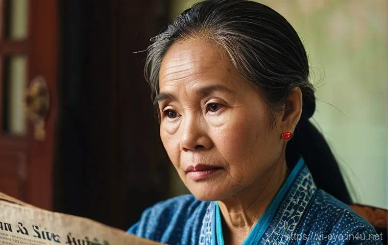 백내장 증상과 예방법 - **Prompt:** A close-up portrait of a middle-aged Vietnamese woman, approximately 50-60 years old, si...