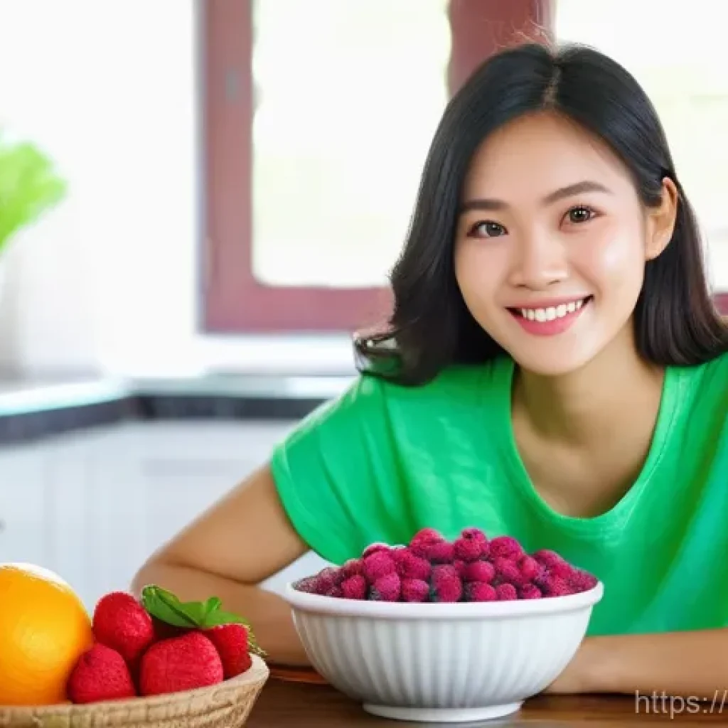 눈 건강에 좋은 음식 - **Prompt 1: Vibrant Green and Berry Boost**
"A bright, high-resolution photograph of a young Vie...