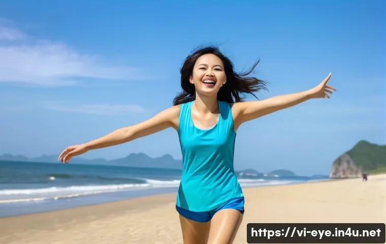 라식과 라섹 후기 - **Prompt:** A vibrant and joyful young Vietnamese woman in her late 20s, wearing stylish and modest ...