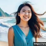 눈 시력교정 비교 분석 - **Prompt:** A joyful young Vietnamese woman in her mid-20s, with a radiant smile, standing on a sunn...