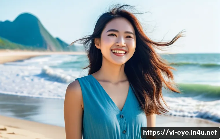 눈 시력교정 비교 분석 - **Prompt:** A joyful young Vietnamese woman in her mid-20s, with a radiant smile, standing on a sunn...