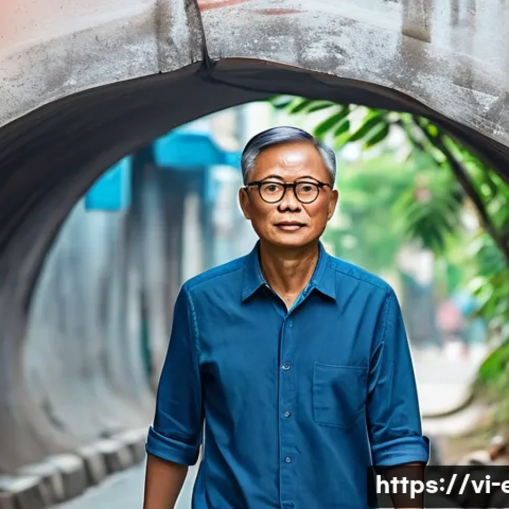 녹내장 초기 치료법 - A detailed medical illustration of a Vietnamese middle-aged man experiencing narrowing peripheral vi...