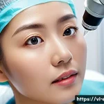 렌즈 삽입술 후기 - A detailed medical illustration of a Vietnamese ophthalmologist performing a phakic intraocular lens...