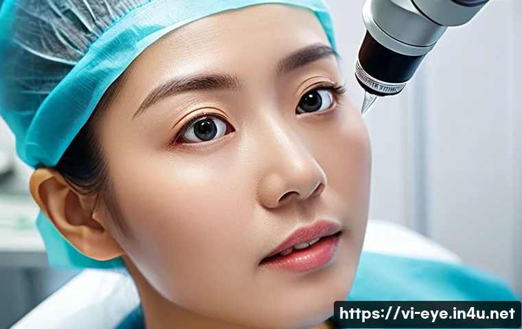 렌즈 삽입술 후기 - A detailed medical illustration of a Vietnamese ophthalmologist performing a phakic intraocular lens...