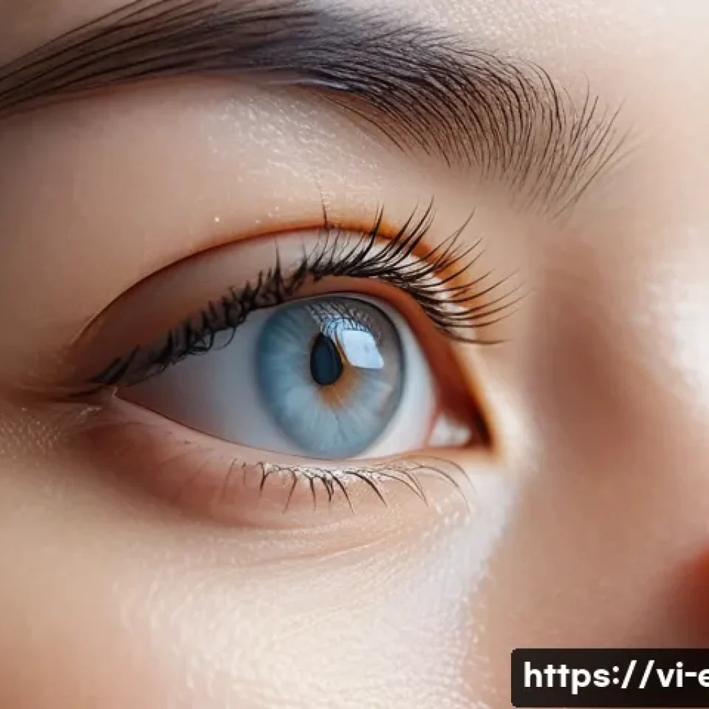 눈물샘 막힘 자가 진단 - A detailed close-up illustration of a young Vietnamese woman gently massaging her inner eyelid near ...