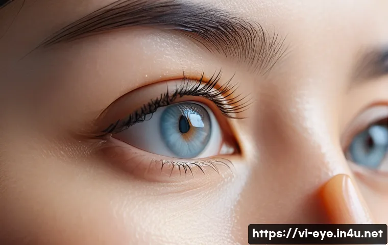 눈물샘 막힘 자가 진단 - A detailed close-up illustration of a young Vietnamese woman gently massaging her inner eyelid near ...