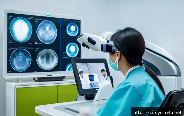 안과 최신 진료 기술 - A futuristic ophthalmology clinic in Vietnam showcasing advanced laser eye surgery technology, inclu...