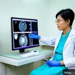 Home 19 안과 초음파 검사 비용 - A modern Vietnamese private eye clinic interior focused on eye ultrasound examination: a professiona...