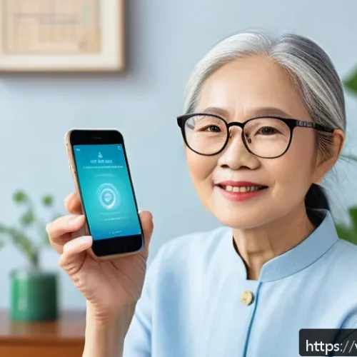 Home 30 눈 시력 테스트 앱 추천 - A modern, friendly Vietnamese eye care app interface displayed on a smartphone held by a middle-aged...